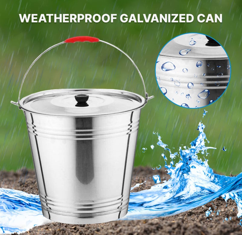 Skywin Metal Can with Lid - Durable 4 Gallon Metal Bucket with Lid for Heavy Loads - Environment-Friendly Trash Can for Outdoor, Safe Alternative to Plastic (2) - Image 3